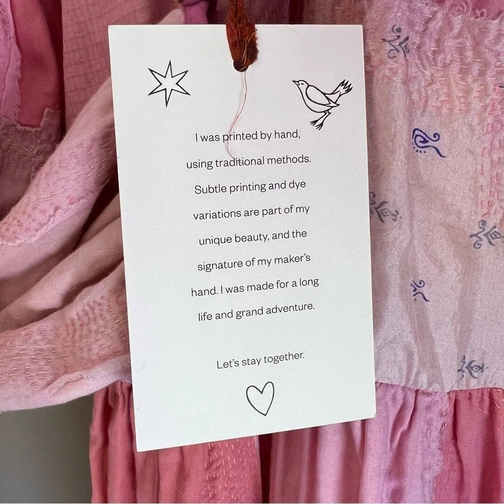 Alix of Bohemia Celeste Sky Sari Dress Pink Seashell XS NWT Boho Hippie Handmade - Picture 11 of 14